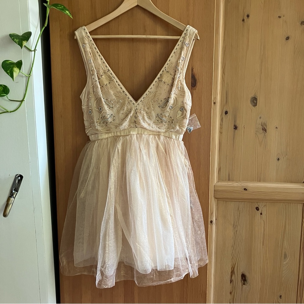 Beaded Embellished Sequined Mini Dress